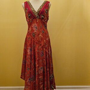 WOMEN'S PAISLEY MIDI DRESS, RABBIT DESIGN, SIZE 6